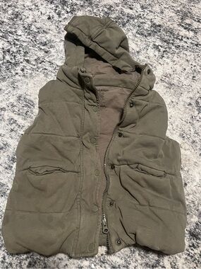 Little Bipsy Olive Green Puffer Hooded Vest